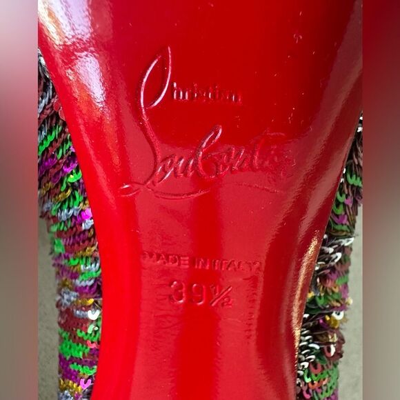 Christian Louboutin Pigalle Follies Pumps Silver and Multicolor Sequin 100 39.5 - Picture 8 of 11